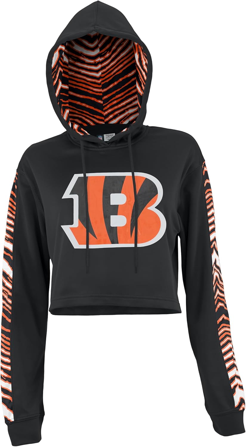 Zubaz NFL Women's Team Graphic Crop Top Hoodie for Game Day