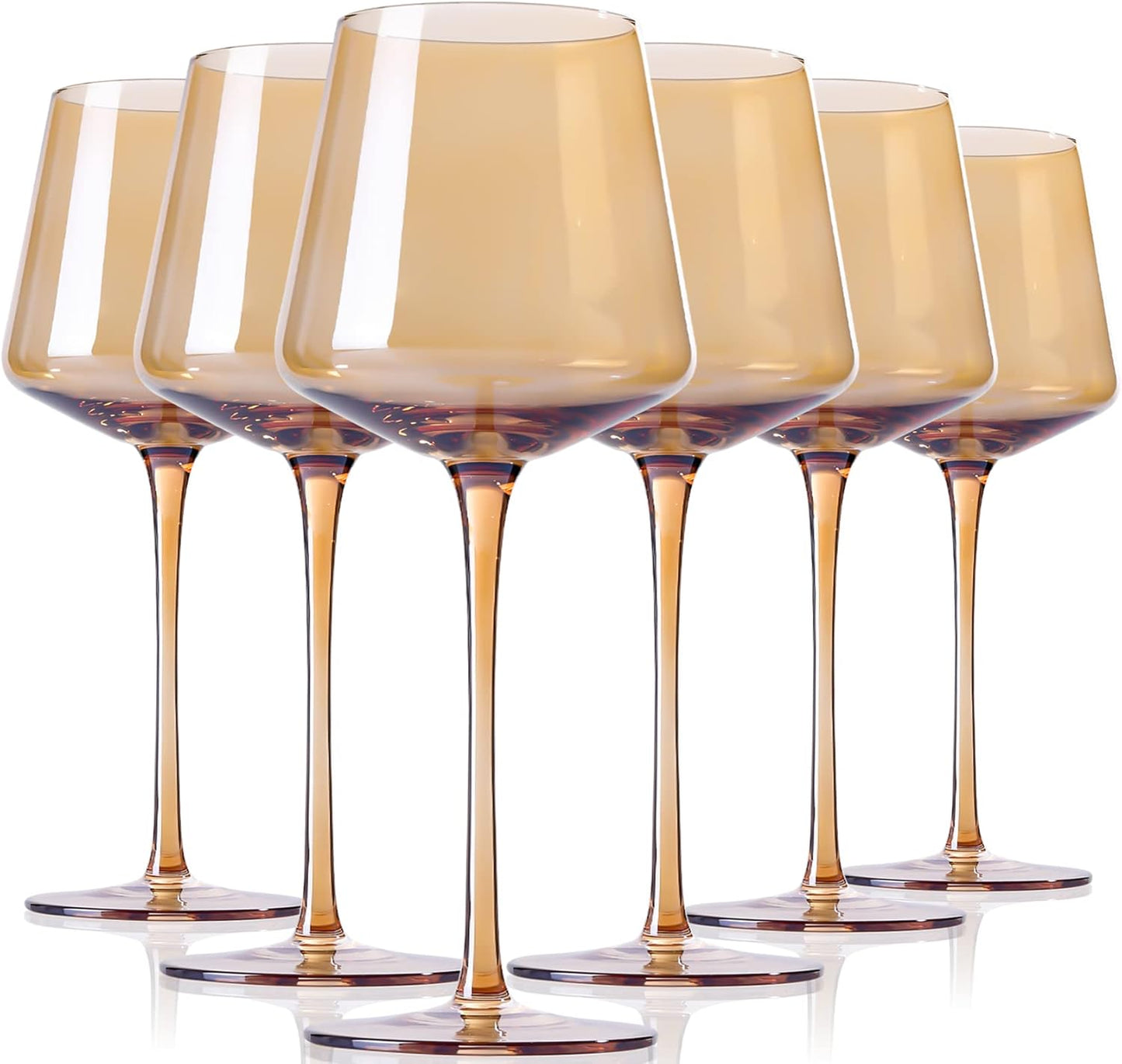 Elegant Amber Wine Glasses Set of 6 for Home Decor and Gifting
