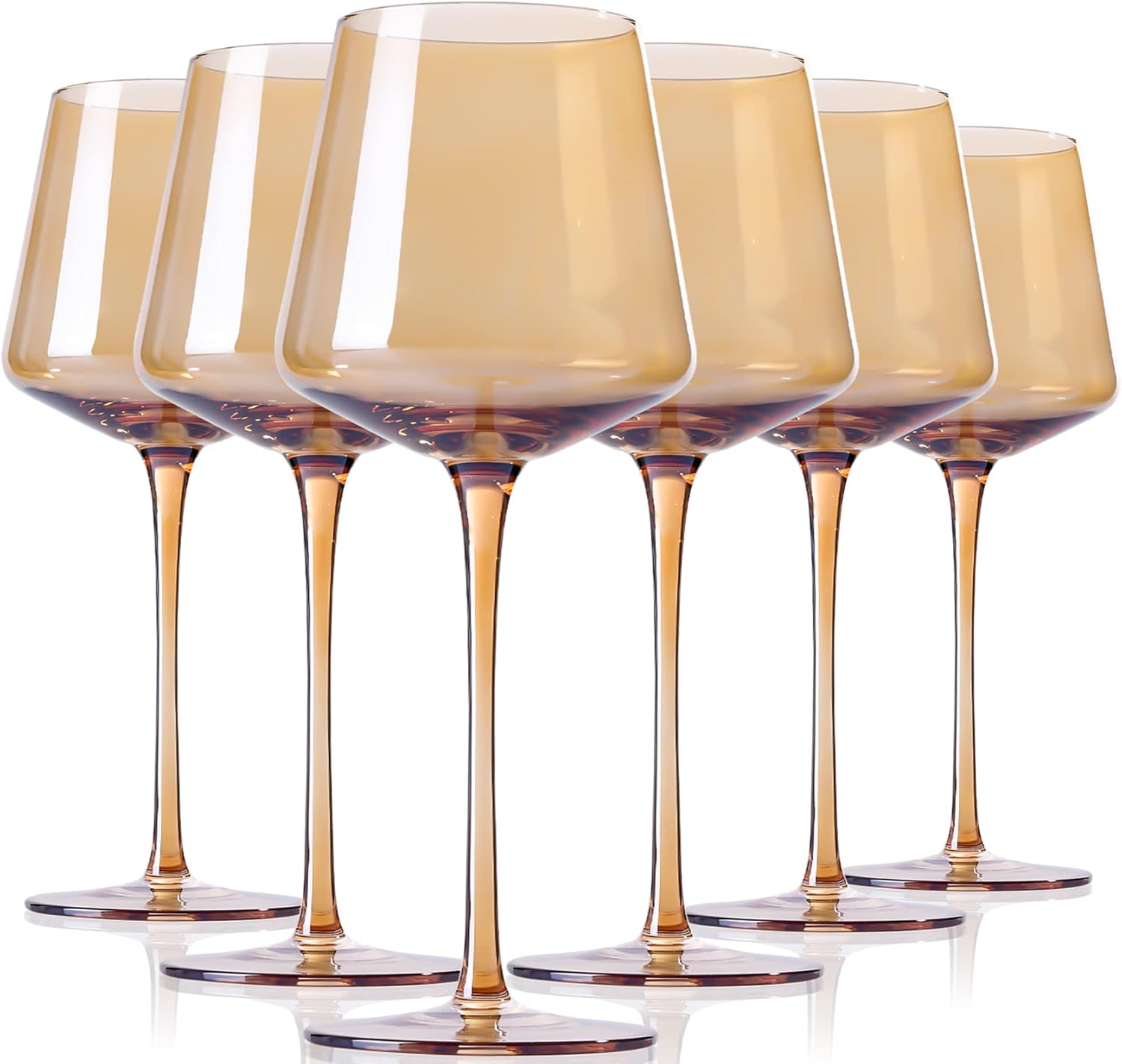 Elegant Amber Wine Glasses Set of 6 for Home Decor and Gifting