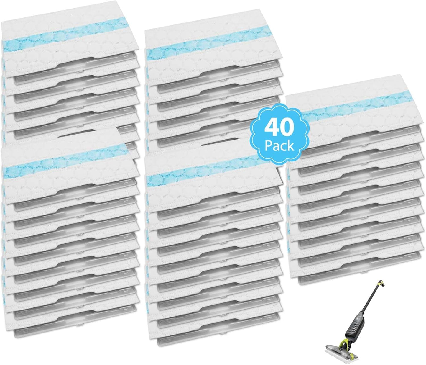 40 Pack Disposable Replacement Mop Pads for Shark Vacmop Models