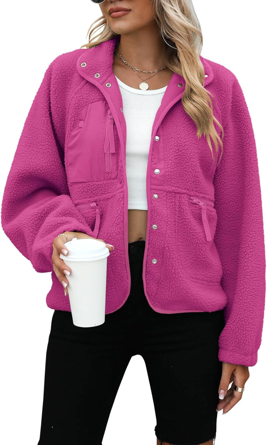 Yanekop Womens Fleece Jacket: Cozy Sherpa Winter Outerwear