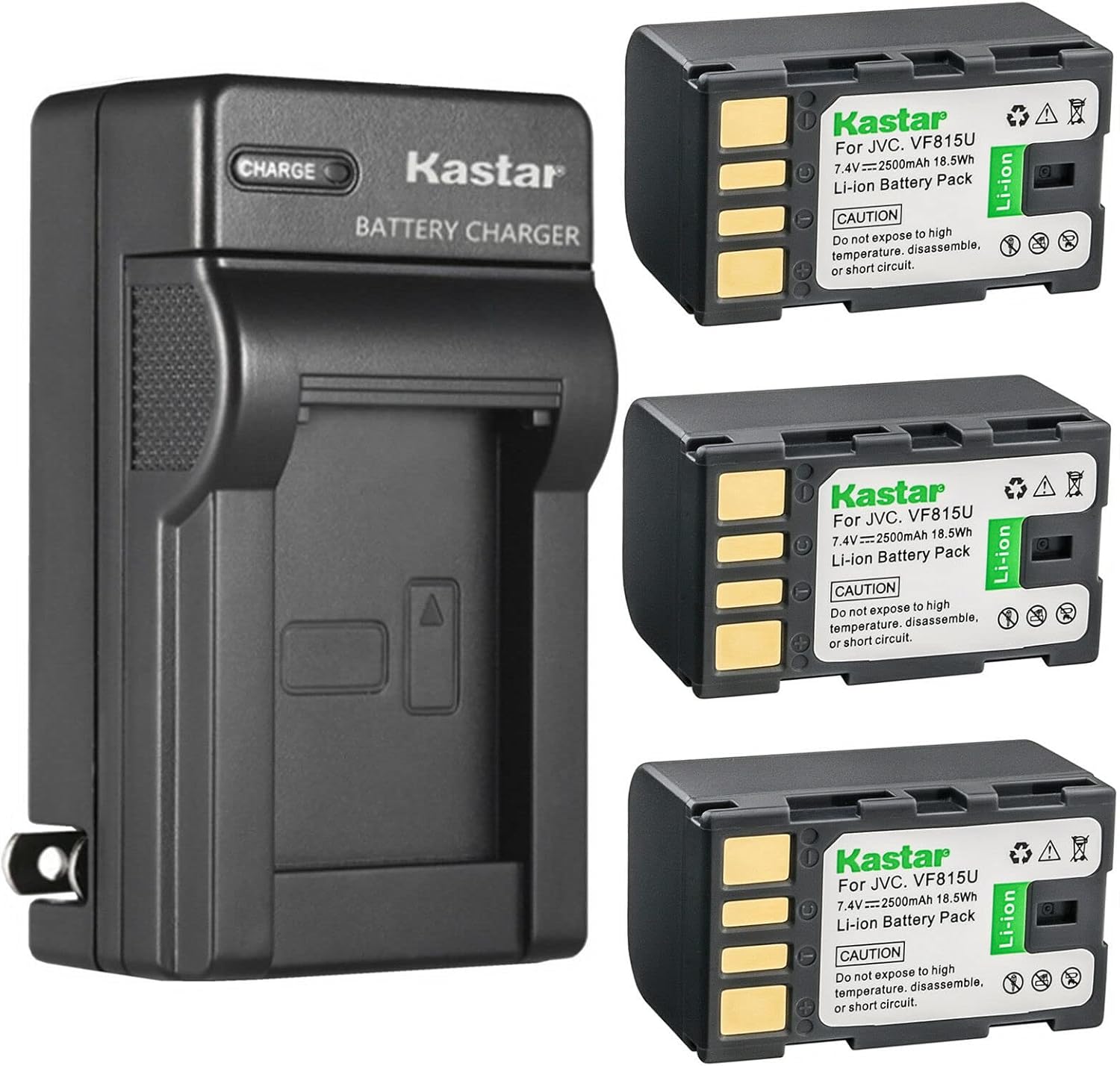Kastar 3-Pack Battery and AC Wall Charger for JVC Cameras