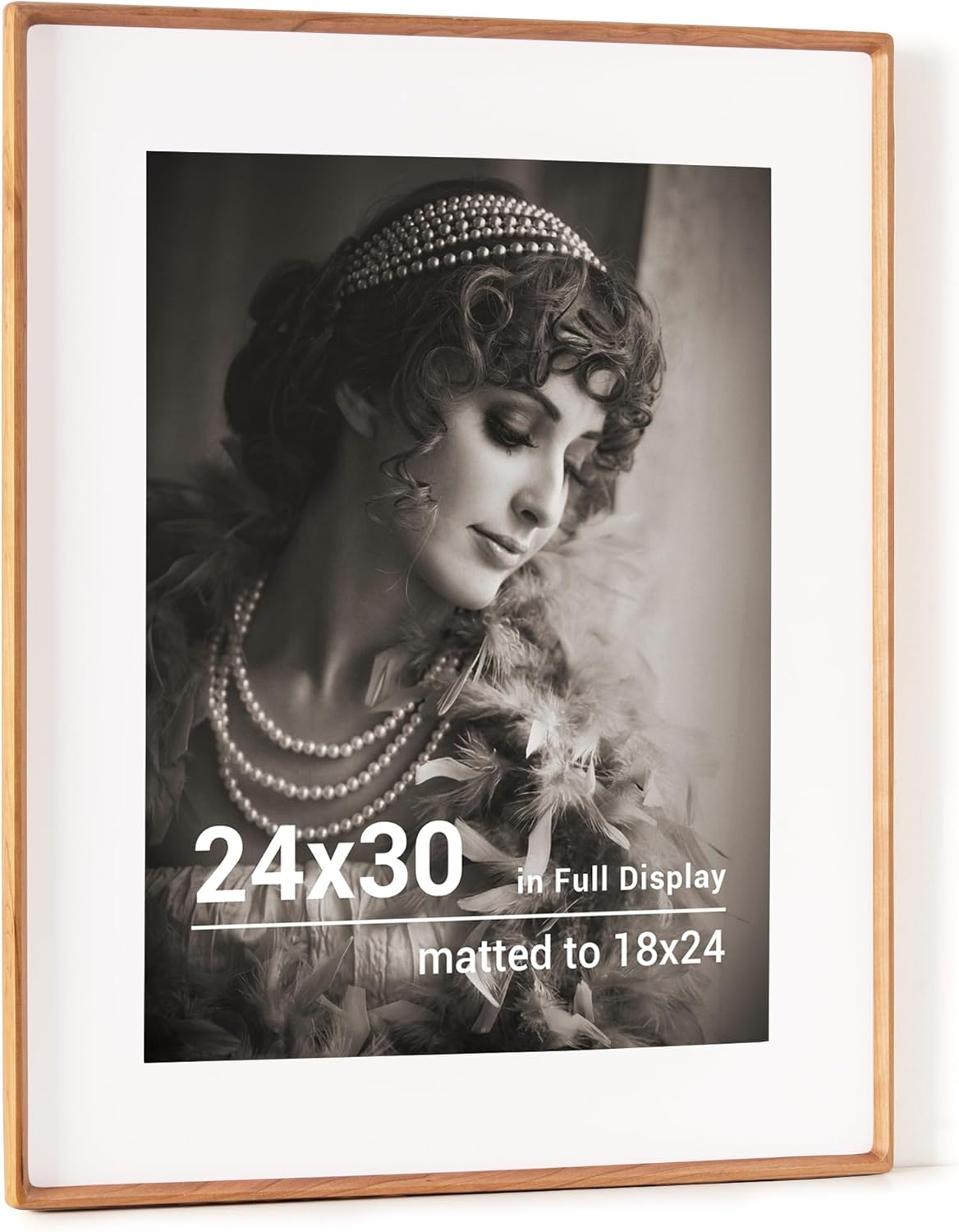 24x30 Cherry Wood Poster Frame with Tempered Glass Display