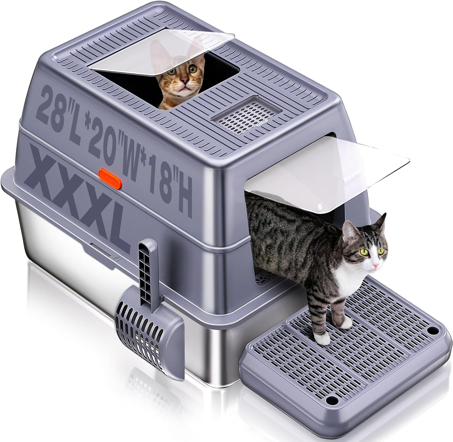 XXXL Stainless Steel Litter Box with Lid for Large Cats