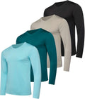 Men's Dry Fit Long Sleeve V-Neck 4-Pack - UPF 50+ Sun Protection them