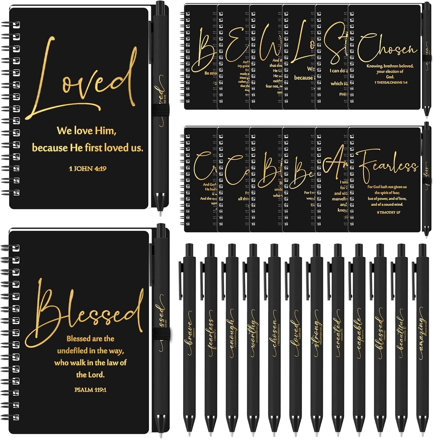 Inspirational Christian Gifts Bulk Notebooks and Pens Set