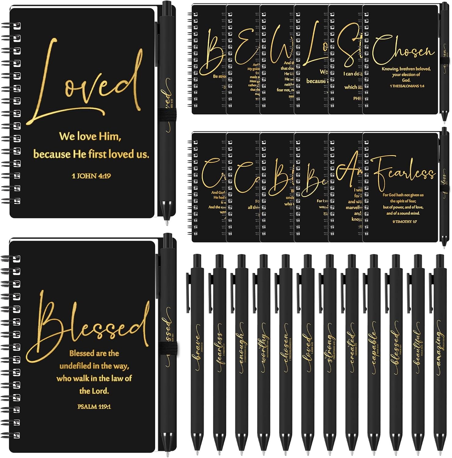 Inspirational Christian Gifts Bulk Notebooks and Pens Set