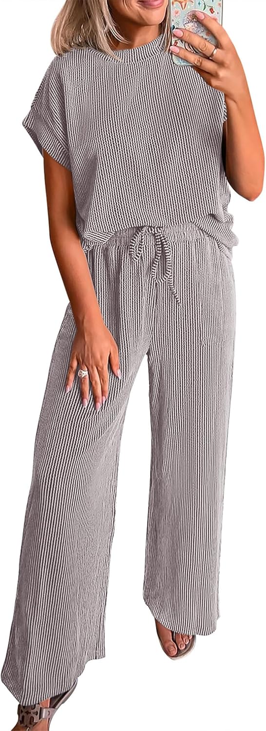 KIRUNDO Summer Sets Women 2 Piece Outfits for Casual Comfort