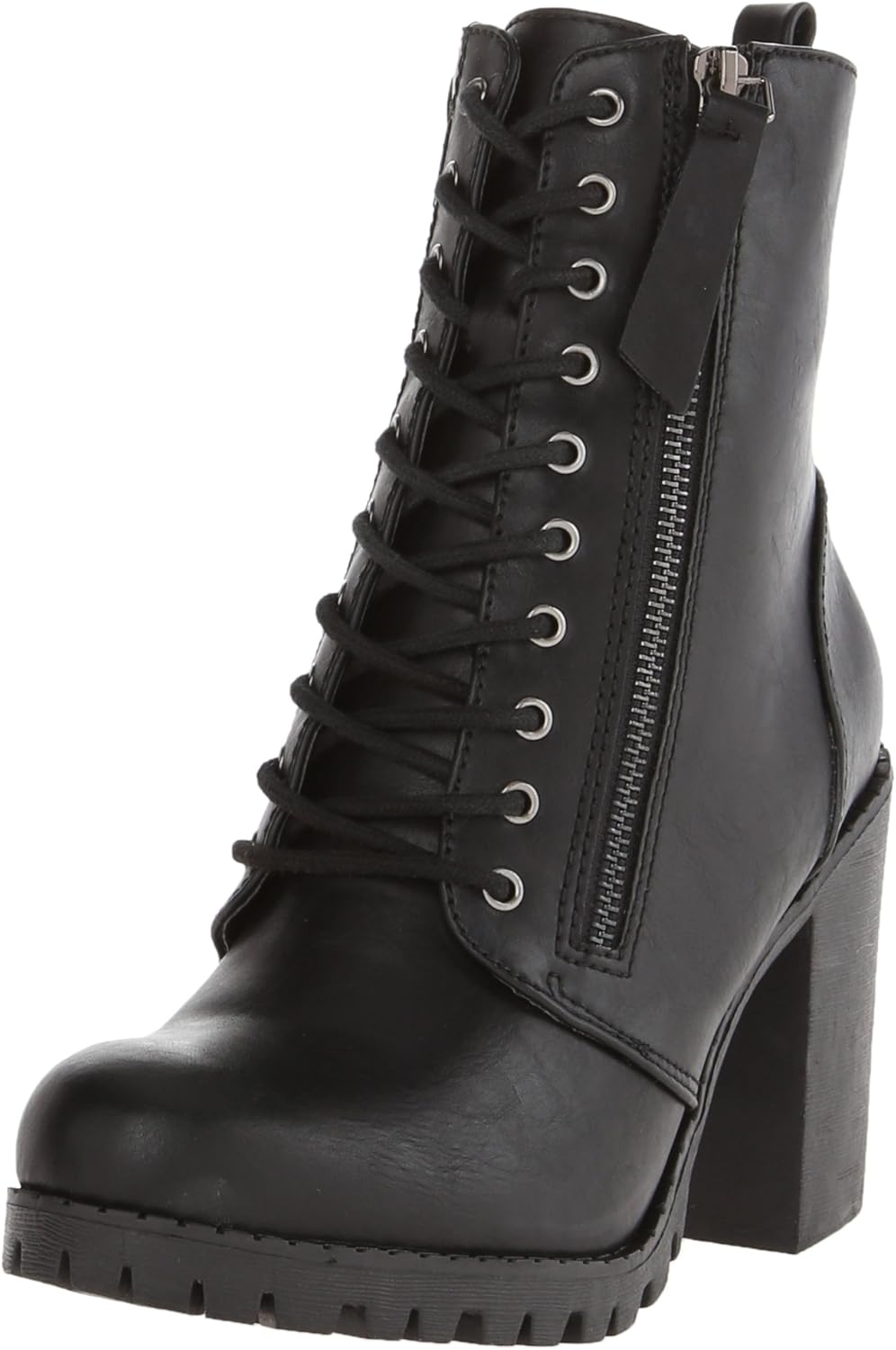 Soda Malia Round Toe Stacked Lug Heel Lace Up Ankle Booties Review