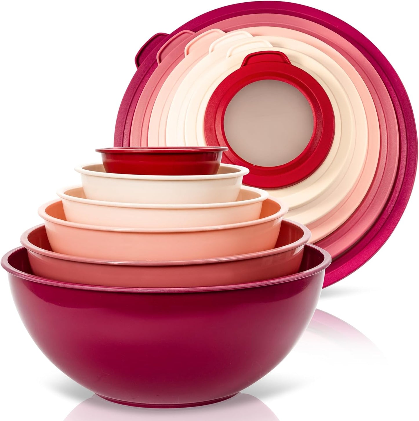 WHYSKO Mixing Bowl Set: 12 Piece Colorful Plastic Bowls