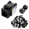 Cat6 Keystone Jack 50-Pack with Punch-Down Stand - Black 10Gbps