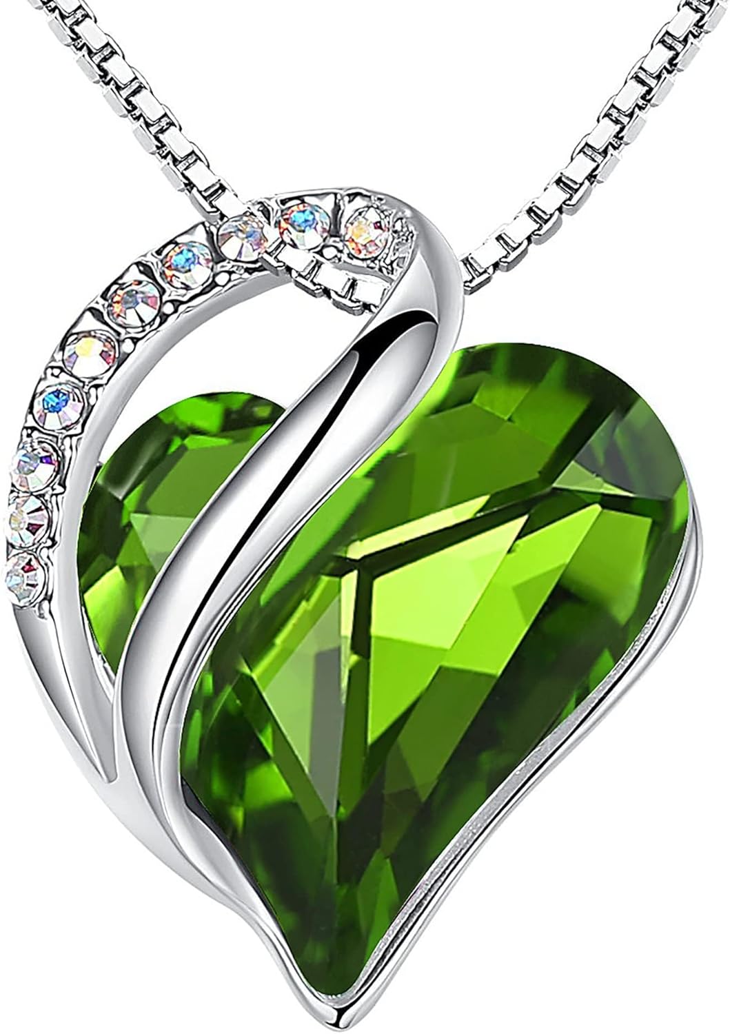 Infinity Love Birthstone Heart Crystal Pendant Necklace Gift
