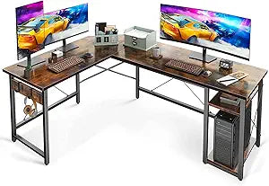 L Shaped Computer Desk 66in with Storage Shelves for Home Office