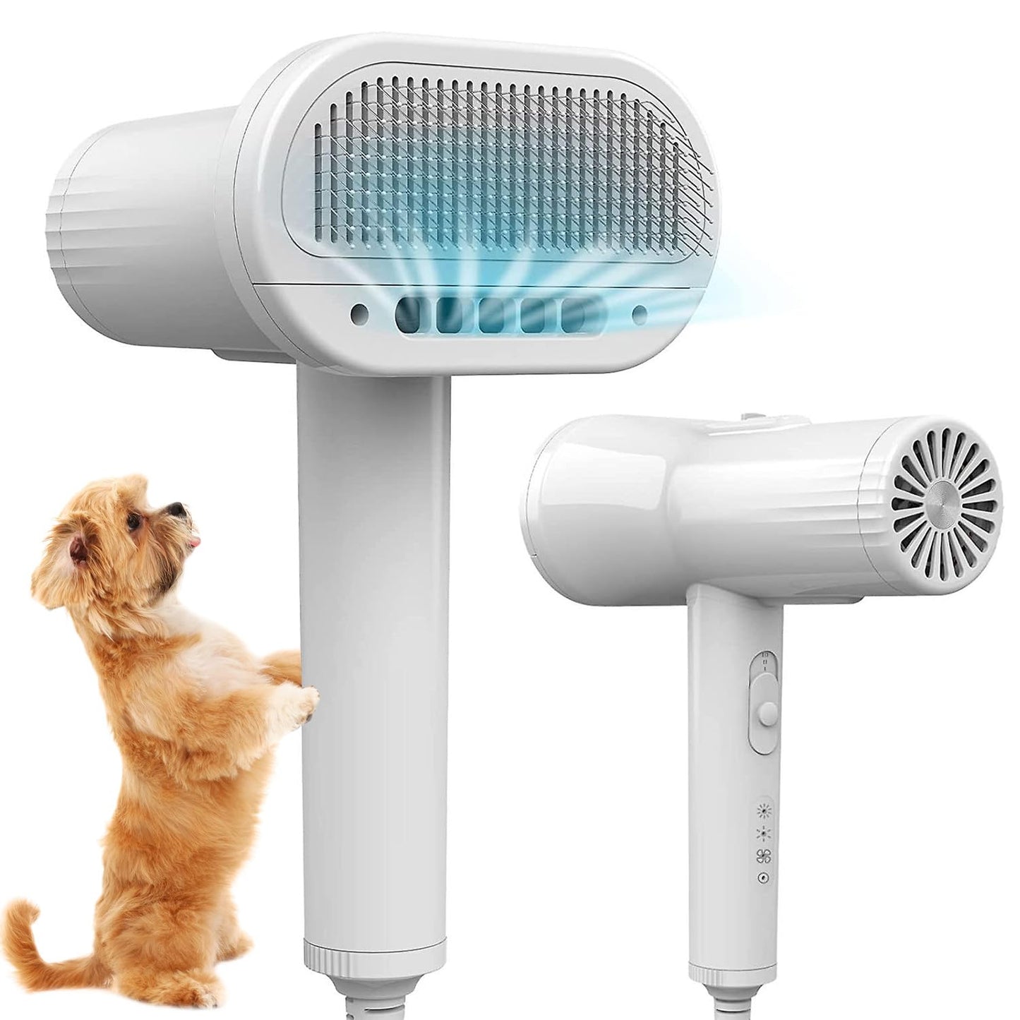 2-in-1 Pet Hair Dryer with Brush - Fast Drying