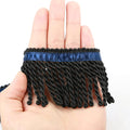 Bullion Fringe Trim 2.5 in x 5/10 yd - Gold Fringe with Blue Ribbon