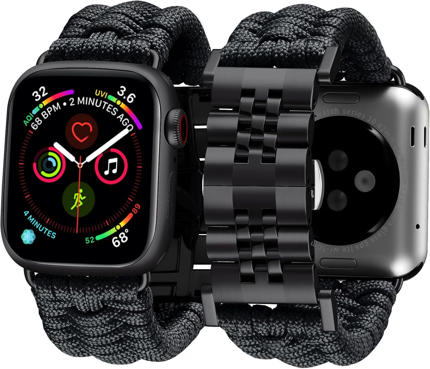 BINLUN Braided Paracord Stainless Steel Sport Watch Strap