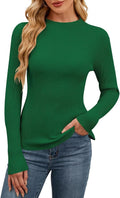 QACOHU Womens Long Sleeve Ribbed Knit Sweater - Slim Fit Fall Top