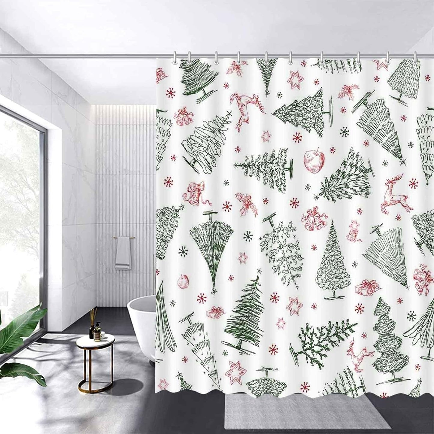 Christmas Snowflake Shower Curtain 72x72 in by AIBIIN