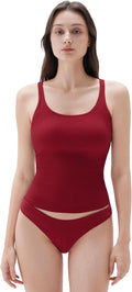 SUUKSESS Women Padded Cotton Ribbed Long Tank Top - Built-in Bra Basic
