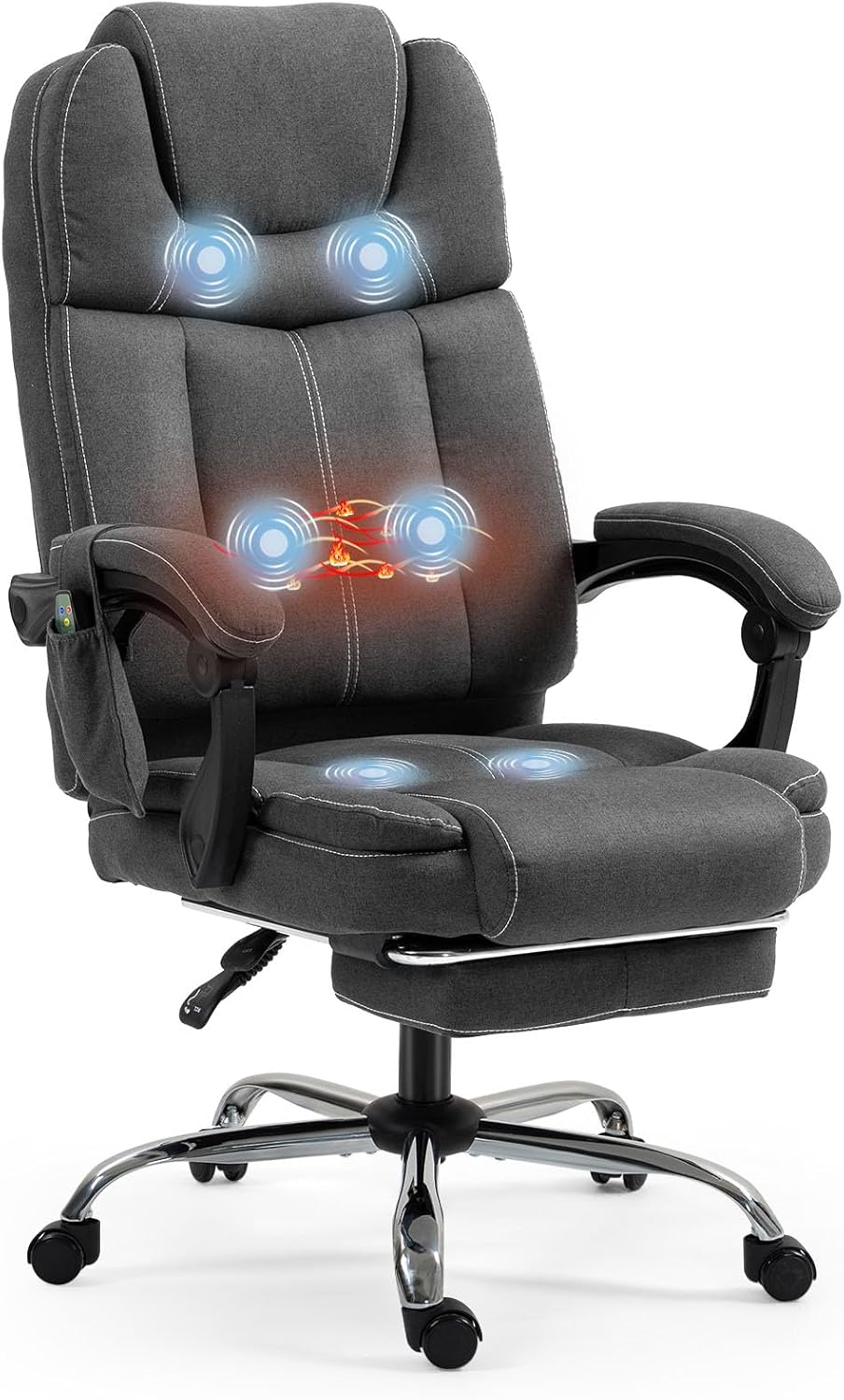 ECOTOUGE Ergonomic Massage Office Chair with Footrest for Comfort