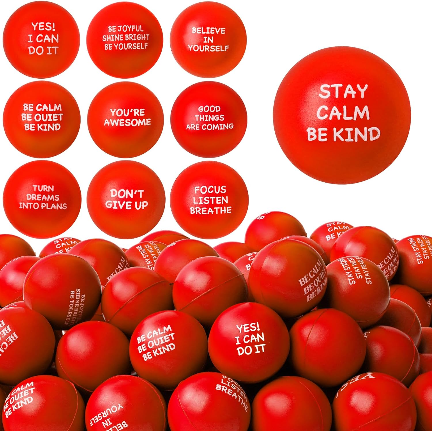 100PCS Motivational Stress Balls for Adults and Kids Relief