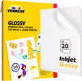 Printable Vinyl Glossy Sticker Paper for Inkjet Printer - 20 Sheets