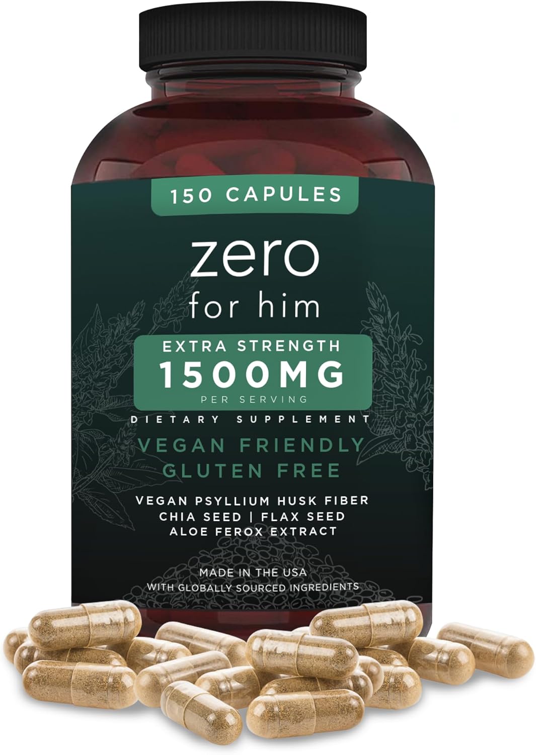Extra Strength Fiber Supplements for Men - Vegan Capsules