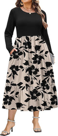 Plus Size Long Sleeve Tiered Maxi Dress - Flowy Comfort IN'VOLAND