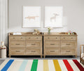 2-in-1 Baby Dresser with 12 Drawers - Versatile Oak Storage