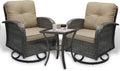 3 Piece Patio Furniture Set with Swivel Rocking Chairs - Cozy Outdoor