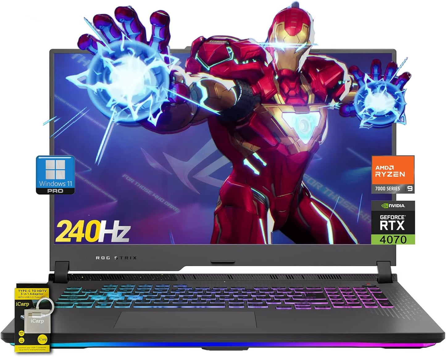 ASUS ROG Strix G17 17.3 240Hz Gaming Laptop: Ryzen 9 7940HX, 64GB RAM, 4TB SSD