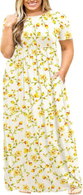 Plus Size Women's Maxi Dress with Pockets - Lightweight Jersey Fit