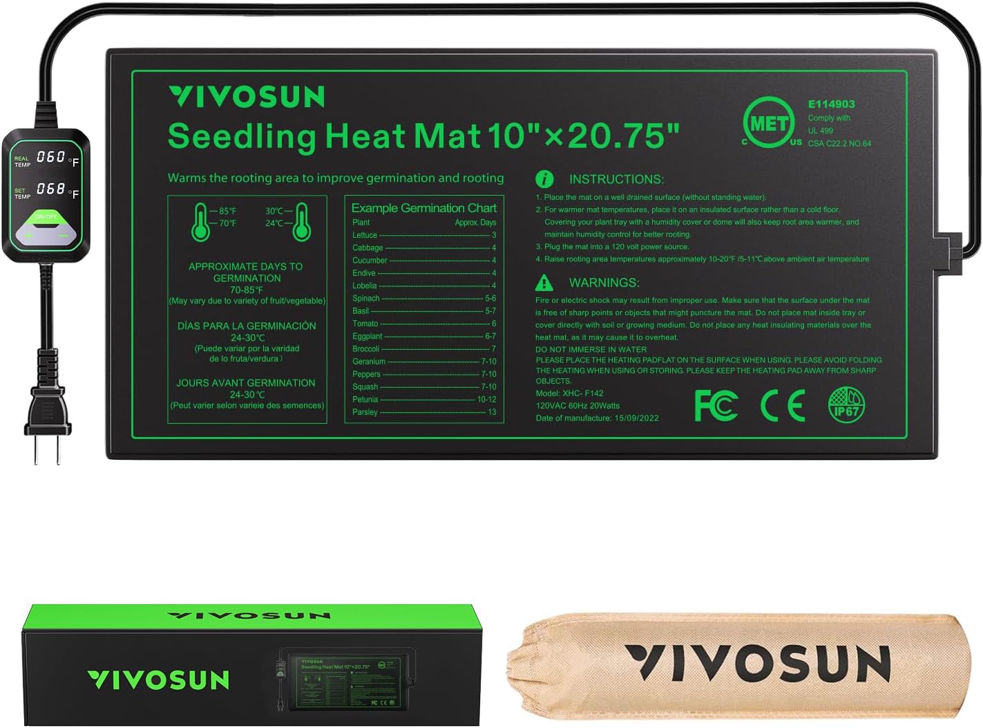 VIVOSUN Seedling Heat Mat: Temperature Control for Perfect Germination