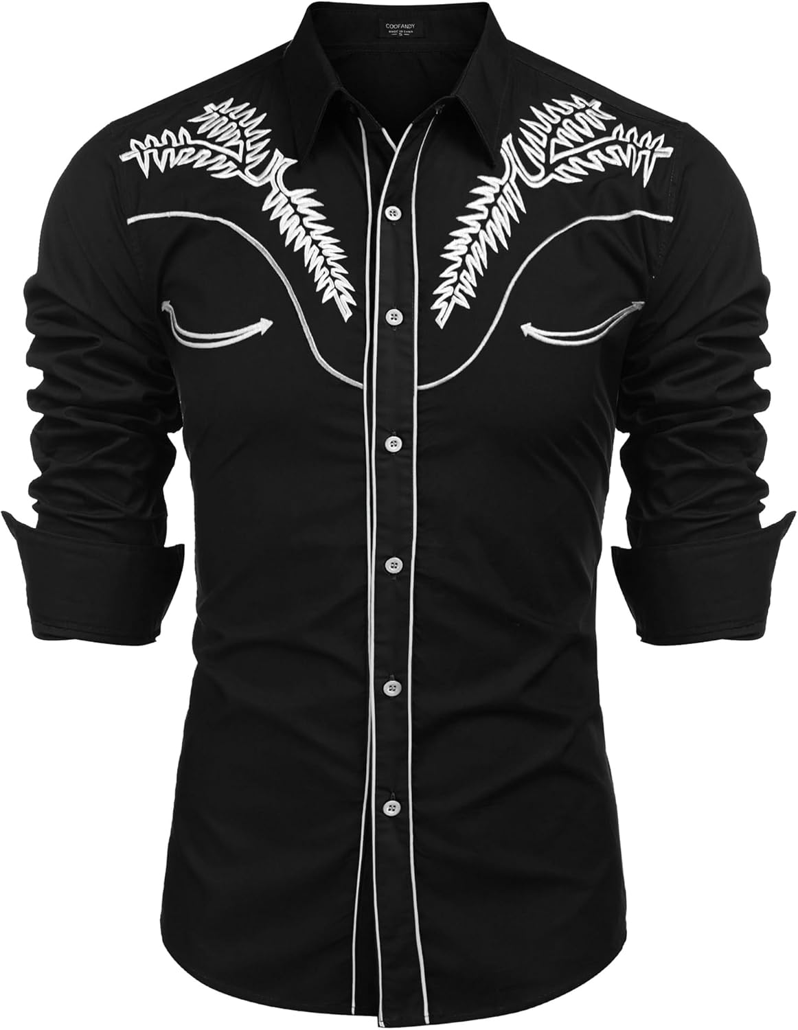 COOFANDY Men's Western Shirts Long Sleeve Cowboy Casual Style