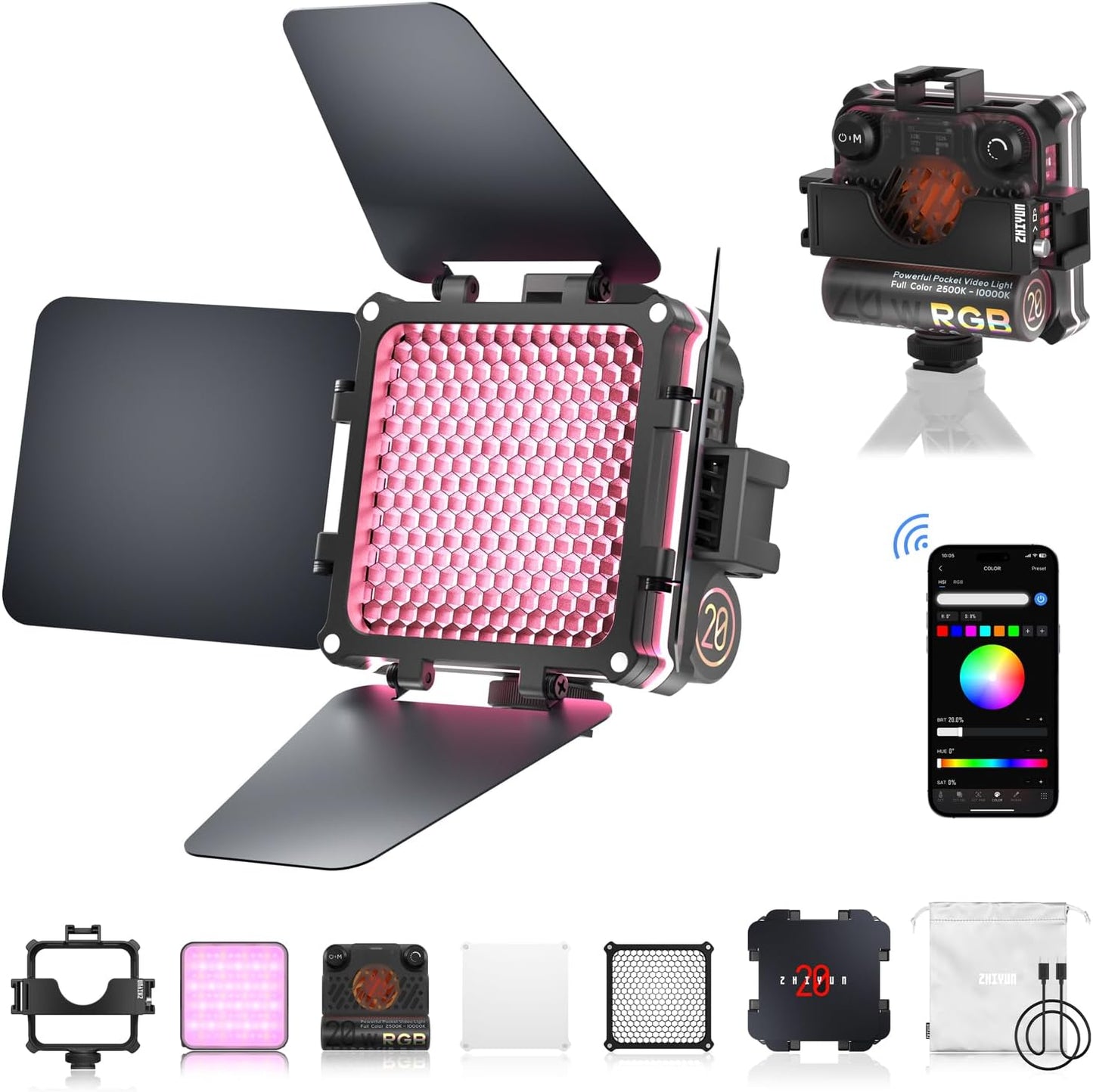 ZHIYUN FIVERAY M20C RGB Video Light for Creative Filmmaking