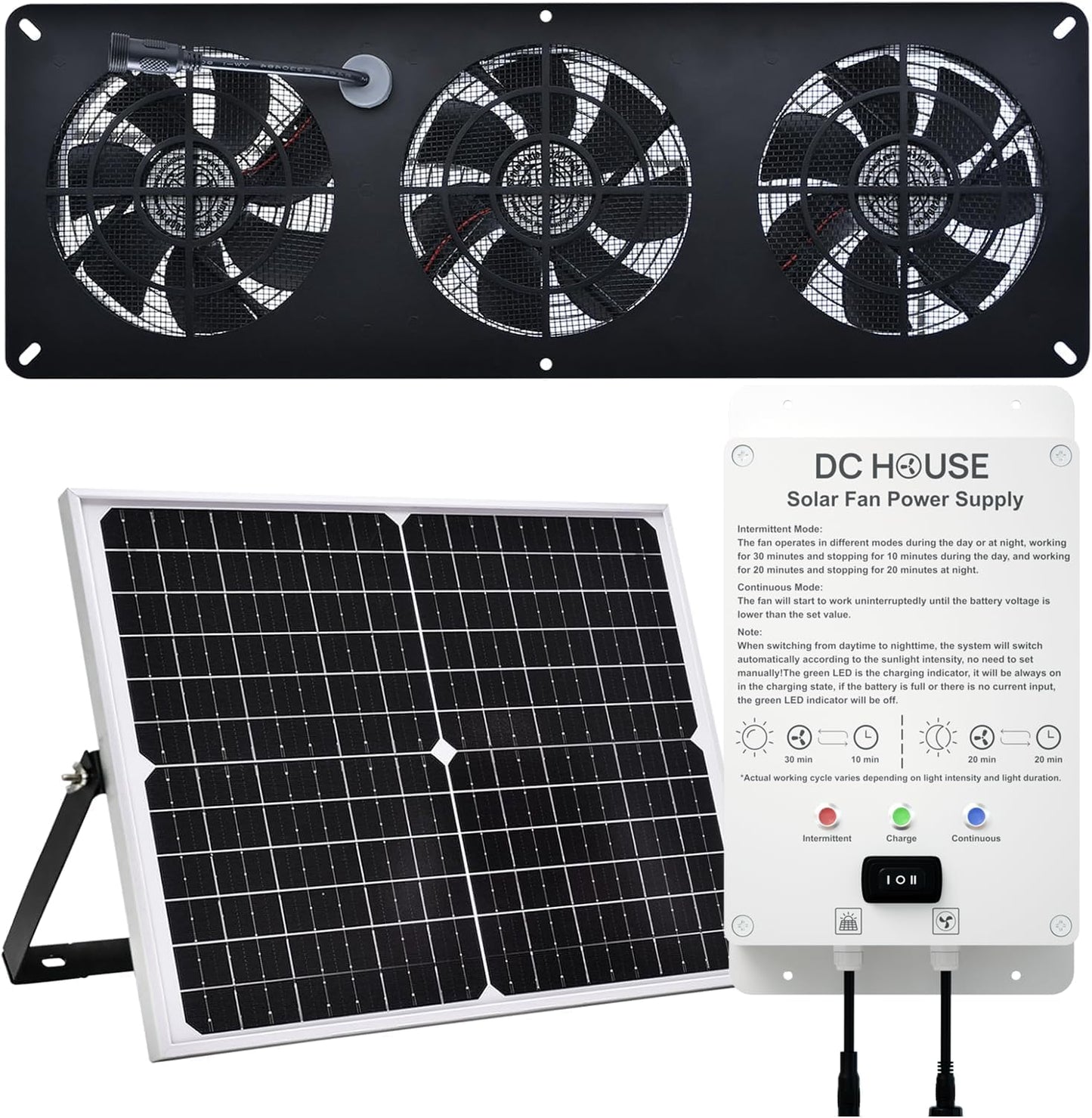25W Solar Powered Exhaust Fan Kit for Greenhouses and Sheds