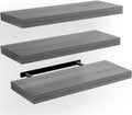 Floating Shelves Wall Shelves Set of 3 - Modern Grey Floating Shelf
