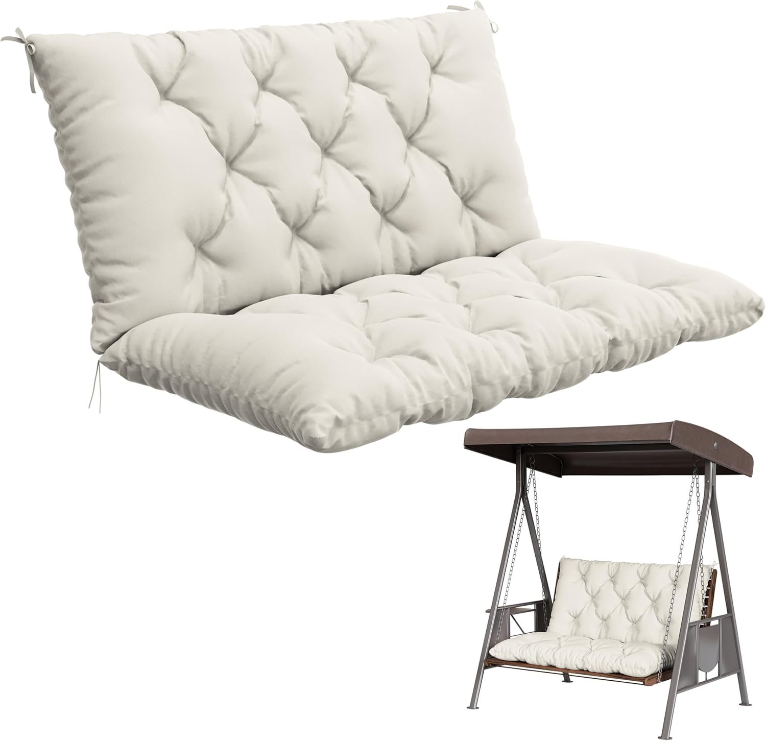 Porch Swing Cushion with Backrest for Outdoor Furniture Comfort