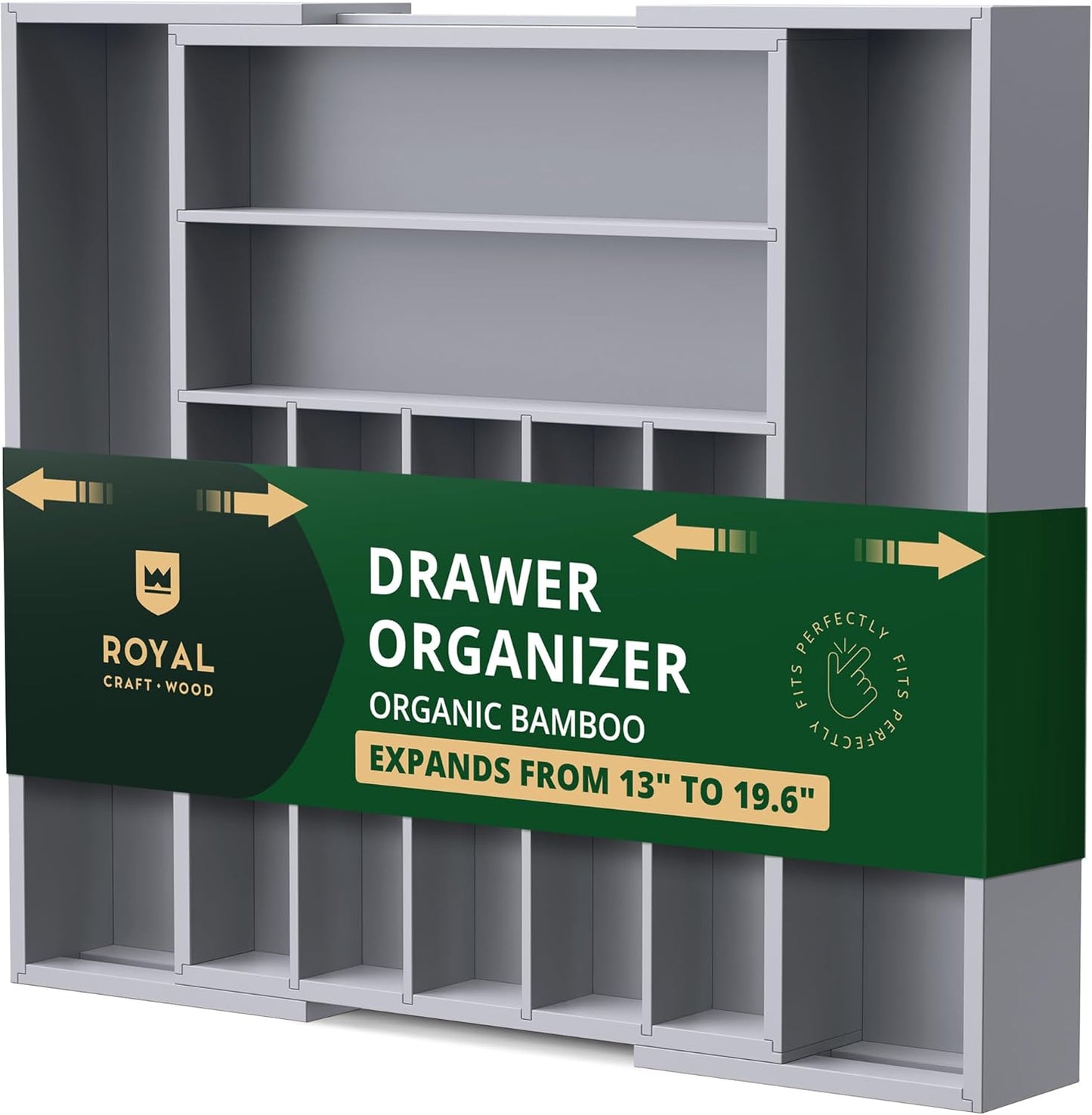 Luxury Bamboo Kitchen Drawer Organizer for Utensils and Cutlery