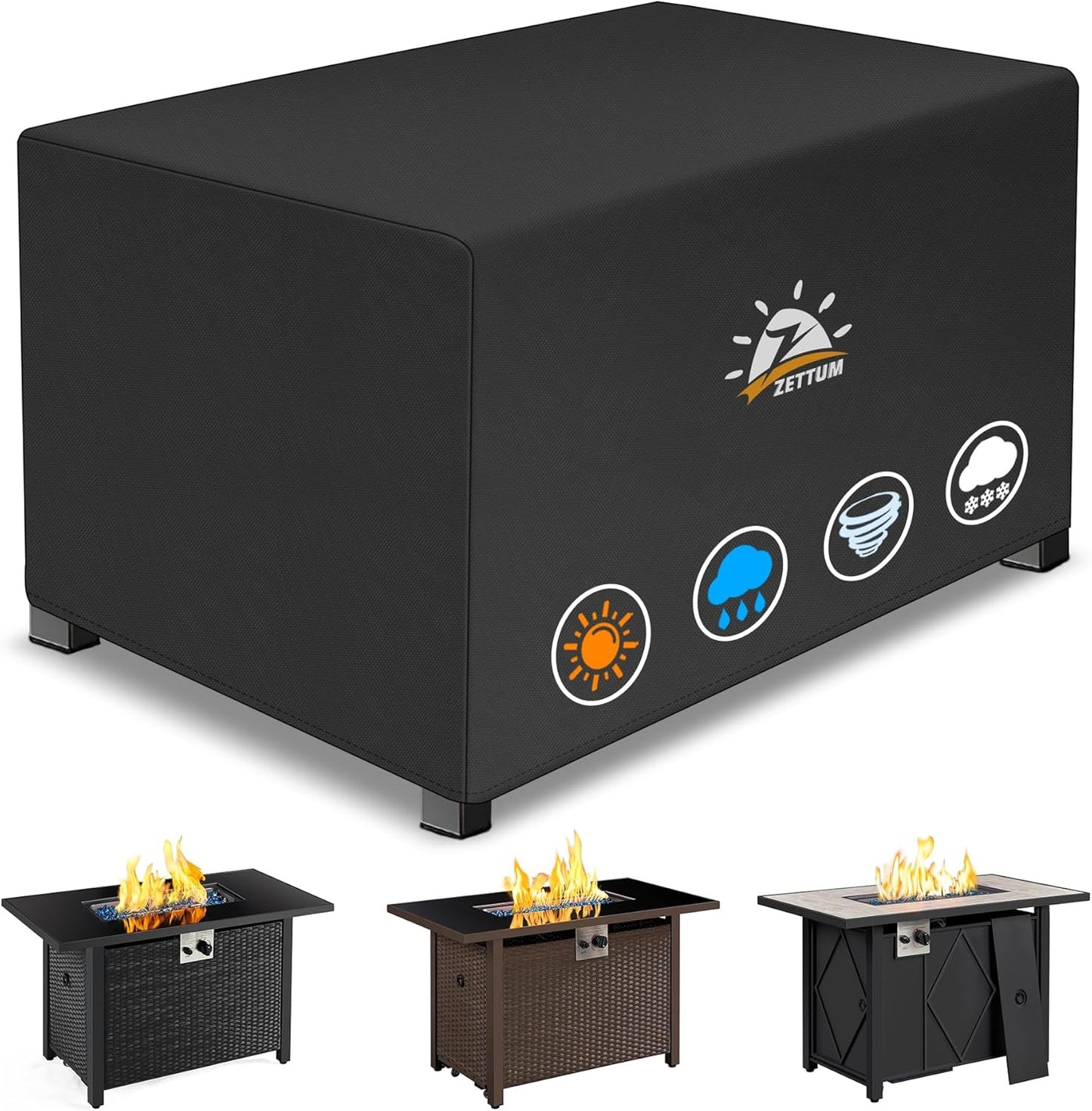 Zettum 57 Inch Fire Pit Cover Rectangular - Heavy Duty Waterproof