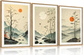 Chinoiserie Bamboo Forest Framed Canvas Wall Art Set - Minimalist Zen