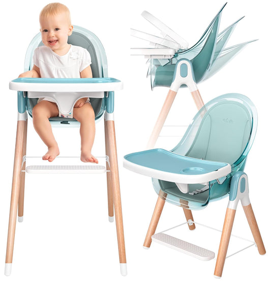 6 in 1 Deluxe Wooden High Chair for Babies & Toddlers