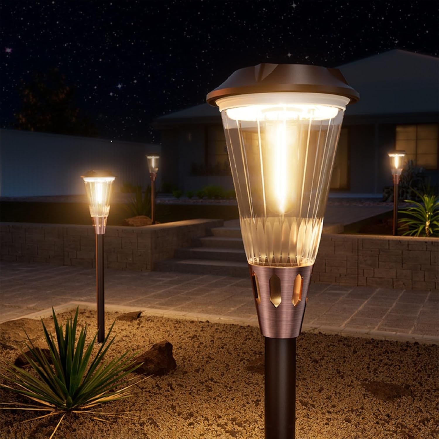 Bright Solar Lights Outdoor 6 Pack for Pathway and Lawn Use