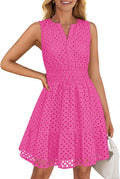 Women's Summer Sleeveless Eyelet Mini Dress - Flattering A-Line Fit