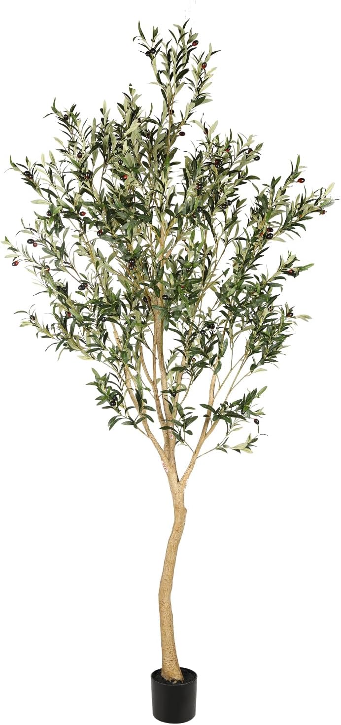 8ft Tall Faux Olive Tree - Realistic Silk Olive Tree Decor
