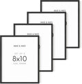 8x10 Picture Frame Set of 4 Black Oak Wood - Clean Gallery Pack