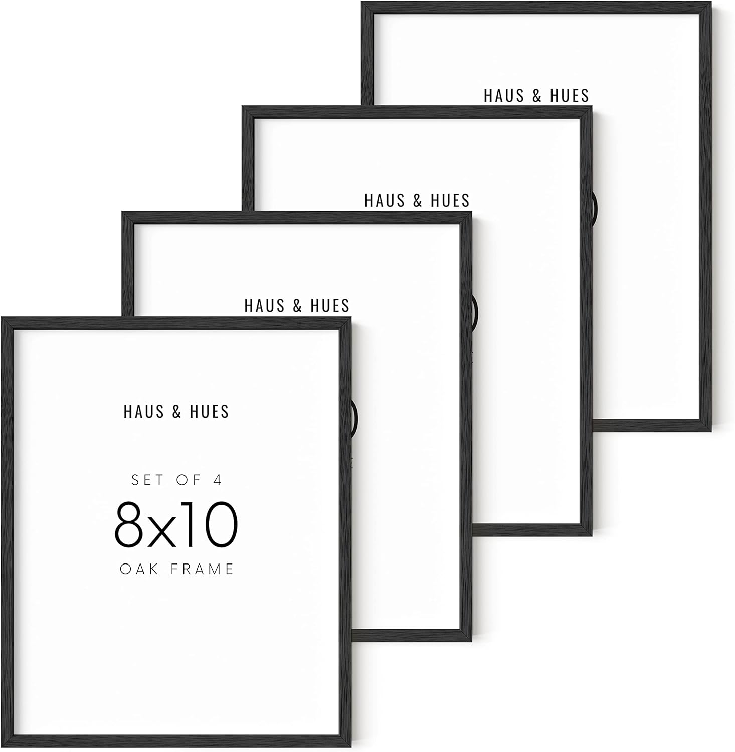 8x10 Picture Frame Set of 4 in Black Oak Wood for Display