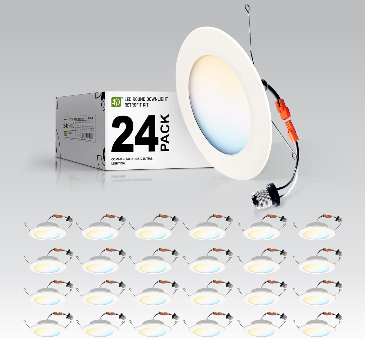 ASD Flat Trim Retrofit LED Recessed Lighting 6 Inch Dimmable