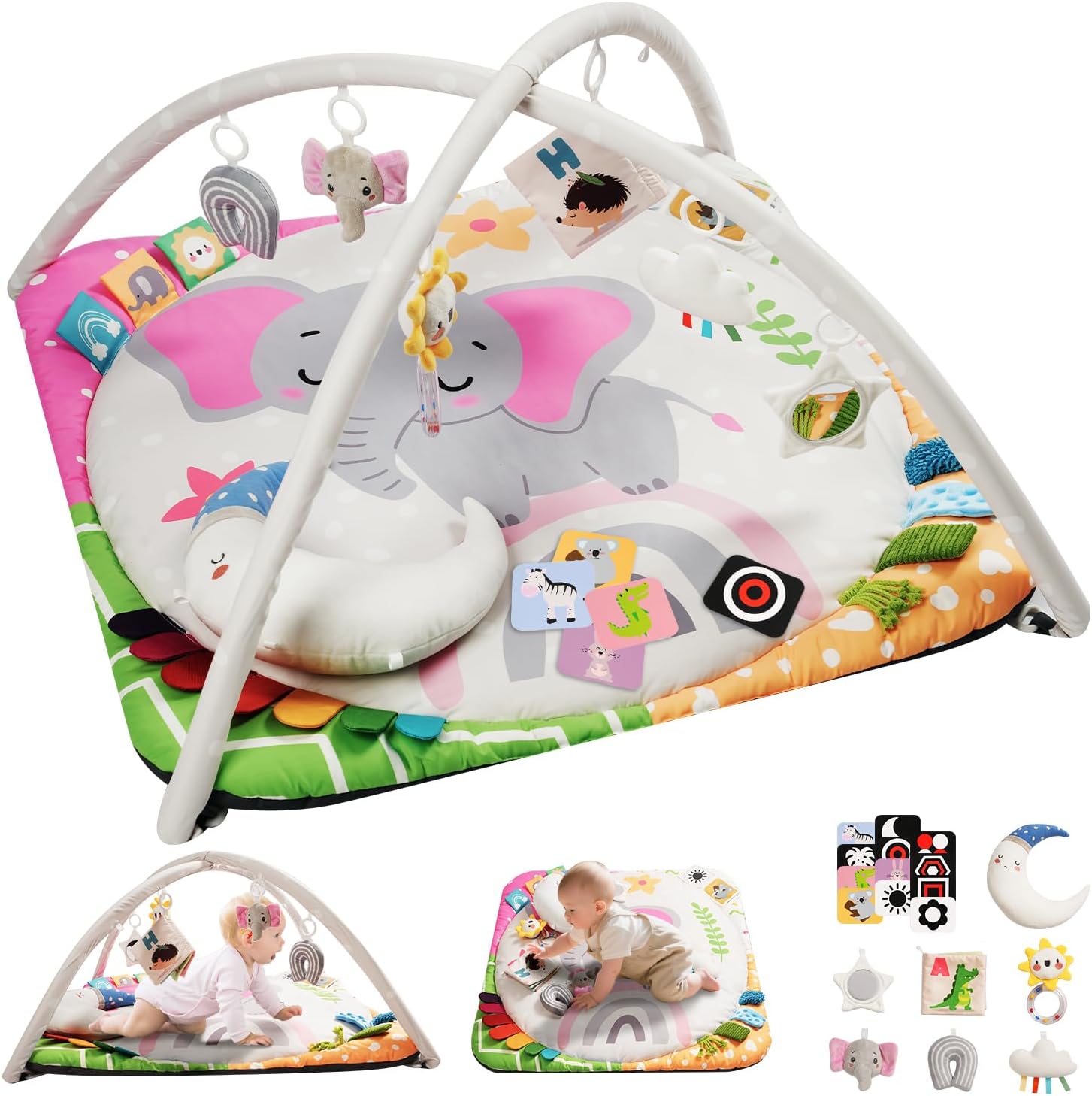 Baby Play Gym with 4 Developmental Zones for Newborns