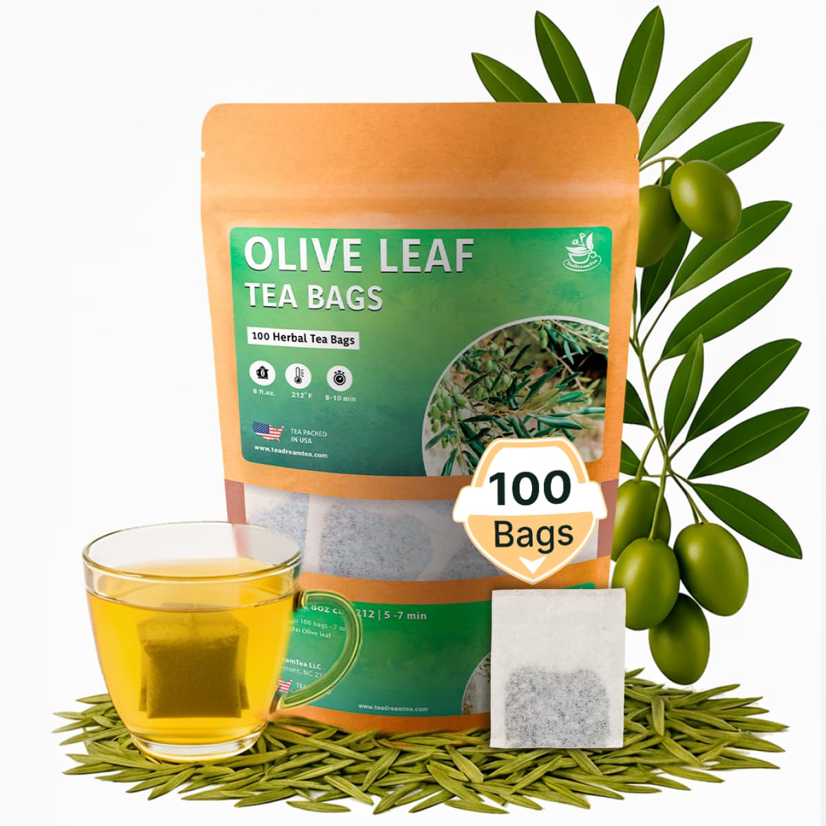 Premium Olive Leaf Tea Bags for Health & Immune Support